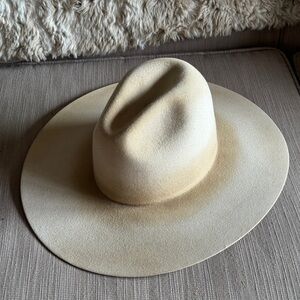 Kemosabe grit beaver felt flat brim tan cream ivory cowboy hat 7L 56 Stetson